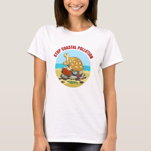 T-shirt Stop Coastal Pollution Sea Turtle De l'environneme (Devant)