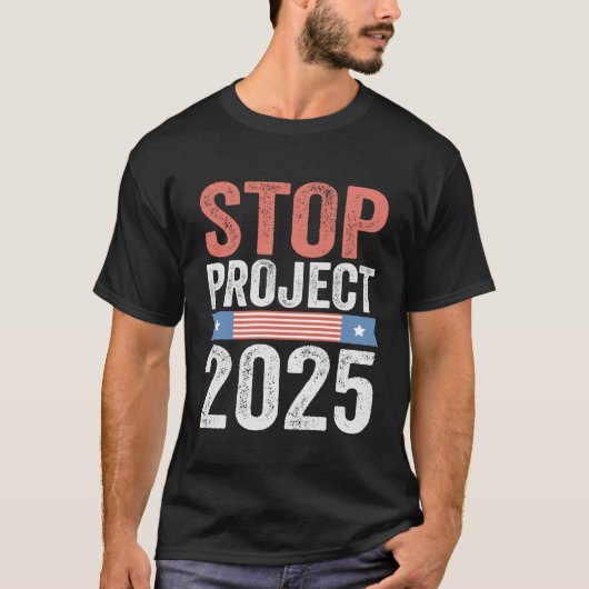 T-shirt Stop Project 2025 Trump American Patroitic (Devant)