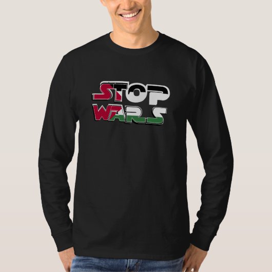 T-shirt Stop Wars Palestine Drapeau texte Typographie (Devant)