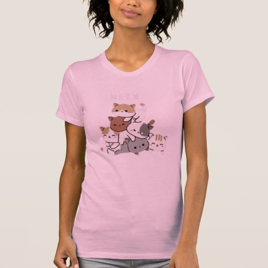 T-shirt "Stoppée de chats mignons 'Meow' Tee graphique pou (Devant)