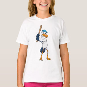 T-shirt Stork au baseball avec batte de baseball