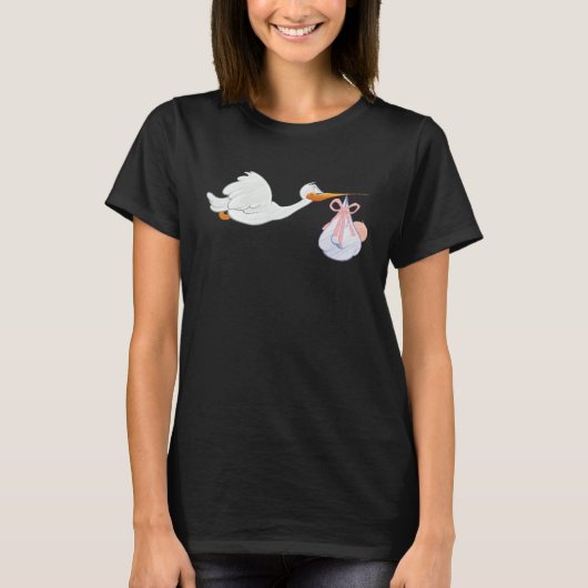 T-shirt Stork Baby New Parent Midwife Mum Dad Fertility (Devant)