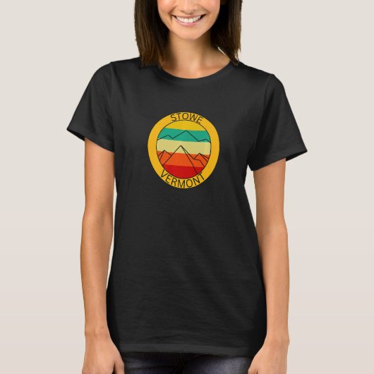 T-shirt Stowe Vermont Retro Mountain Sunset Souvenir (Devant)
