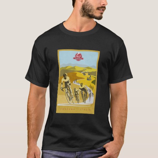 T-shirt Strade Bianche Art cycliste rétro (Devant)