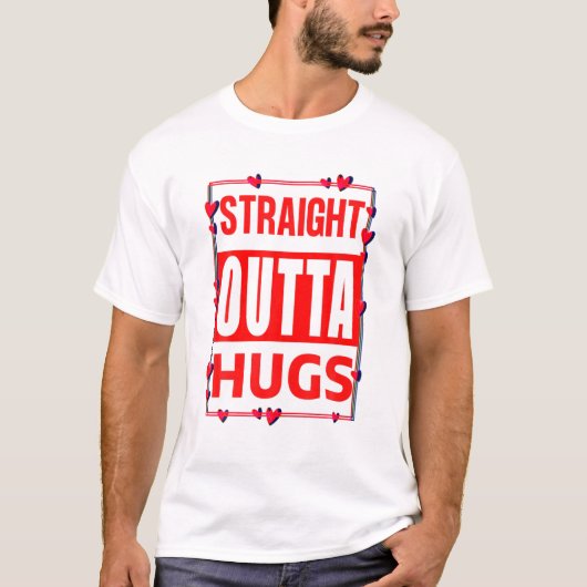 T-shirt Straight Out Hugs Anti Valentine's Day Fun Kid (Devant)