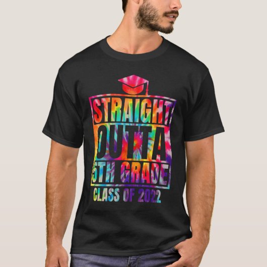 T-shirt Straight Outta 5th Grade Great Graduation Tie Dye (Devant)