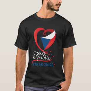 T-shirt Strakonice République tchèque Cœur Drapeau Lion Bl