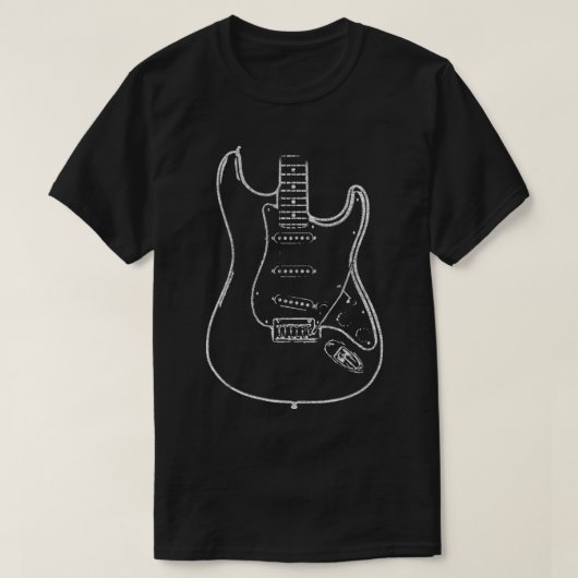 T-shirt Strat Electric Guitar Line Art cadeau idée pour Gu (Design devant)