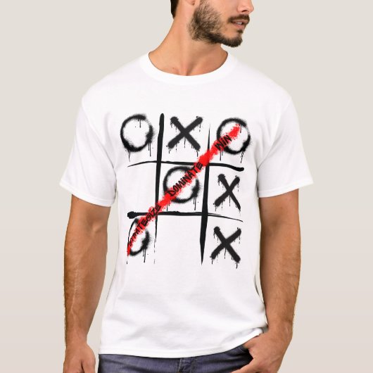 T-shirt Stratégie Dominez Win Tic Tac Toe Grafitti Design (Devant)