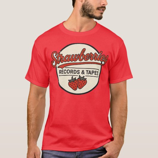 T-shirt Strawberries Records et rubans Retro (Devant)