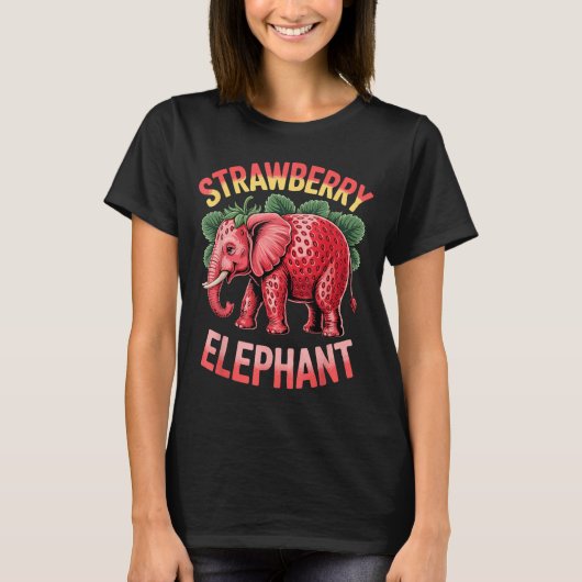 T-shirt Strawberry Elephant Cute Meme Kids Italian Brainro (Devant)