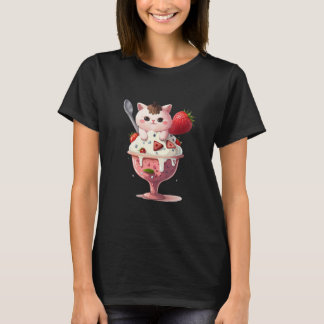 T-shirt Strawberry Ice Cream Sundae Kitten Gelato Berry Ca