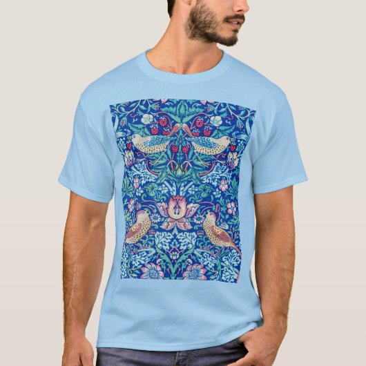T-shirt Strawberry Thief Blue, William Morris (Devant)