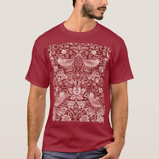 T-shirt Strawberry Thief Maroon, William Morris (Devant)