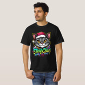 T-shirt Stray Claus – Conception de chat de Noël Graffiti (Devant entier)