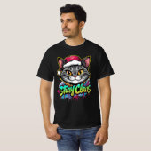 T-shirt Stray Claus – Graffiti Christmas Cat Design (Devant entier)