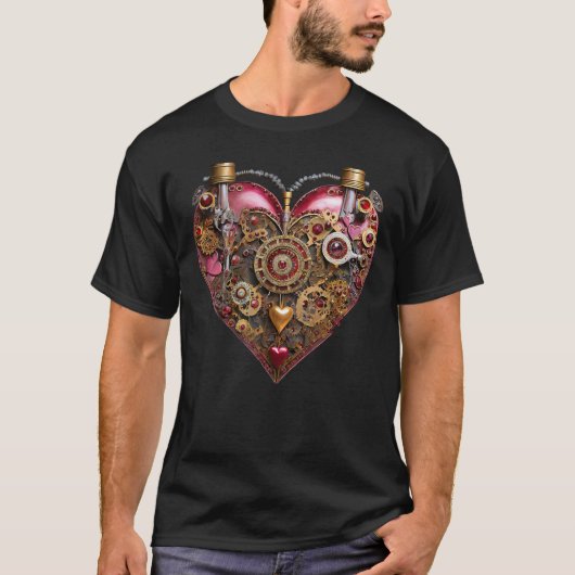 T-shirt Streampunk Heart Ruby Valentine (Devant)