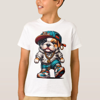T-shirt Streetwear Hip Hop Bulldog pour filles amu