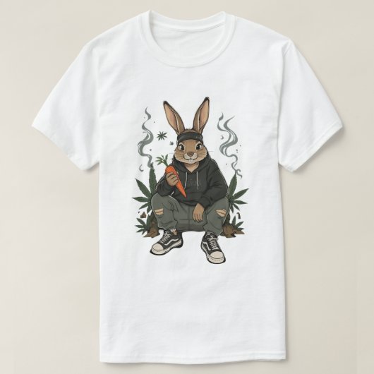 T-shirt Streetwise Rabbit Smoking Art (Design devant)