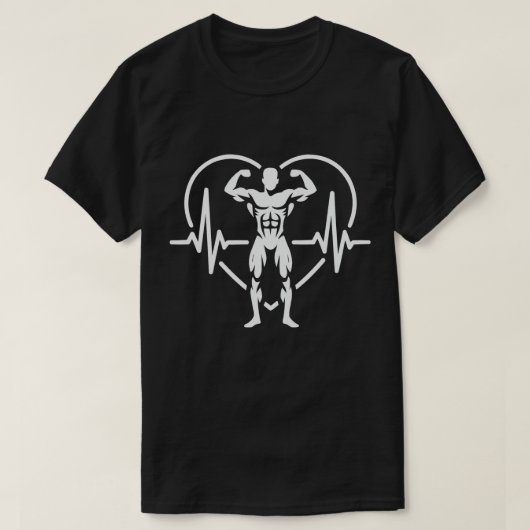 T-shirt Strength Heartbeat Gym Motivation (Design devant)