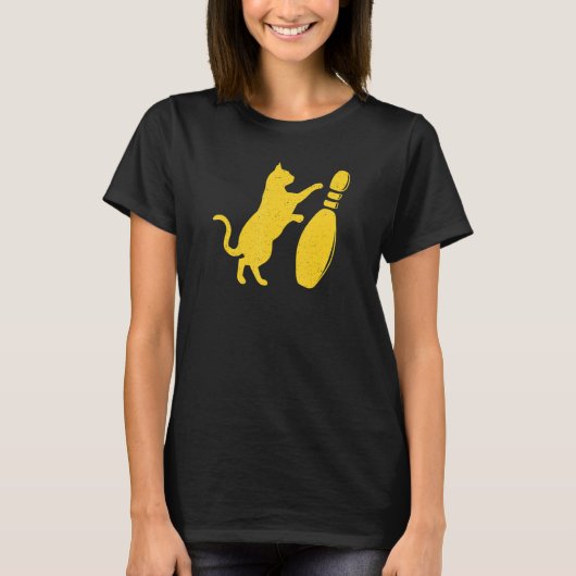 T-shirt Stress Style Cute Chat Frapper Sur Bowling Pi (Devant)