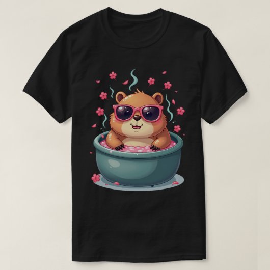 T-shirt Stressed Worker Relaxation Capybara Hot Tub Cherry (Design devant)