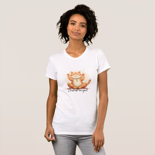 T-shirt Stretch Purrfect Yoga Cat (Devant entier)