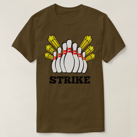 T-shirt Strike Bowling Impression Avec 10 Pins Et Étoiles  (Design devant)