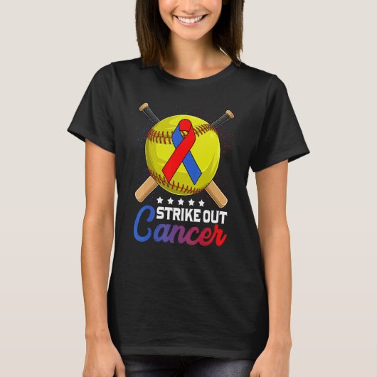 T-shirt Strike Out Pulmonary Fibrosis Awareness Red Blue R (Devant)