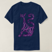 T-shirt Stripey chat violet (Design devant)