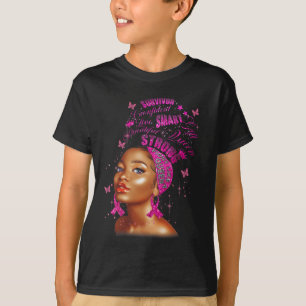 T-shirt Strong Smart Black Women Brast Cancer Survive Pin