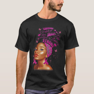 T-shirt Strong Smart Black Women Brast Cancer Survive Pin