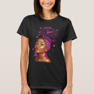 T-shirt Strong Smart Black Women Brast Cancer Survive Pin