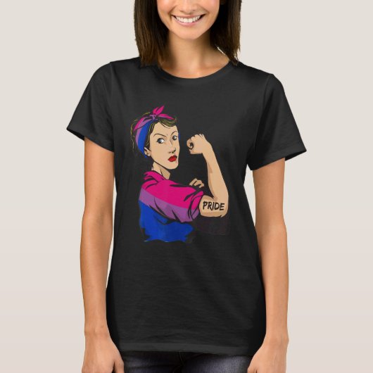 T-shirt Strong woman BIsexual Pride LGBT Mom (Devant)