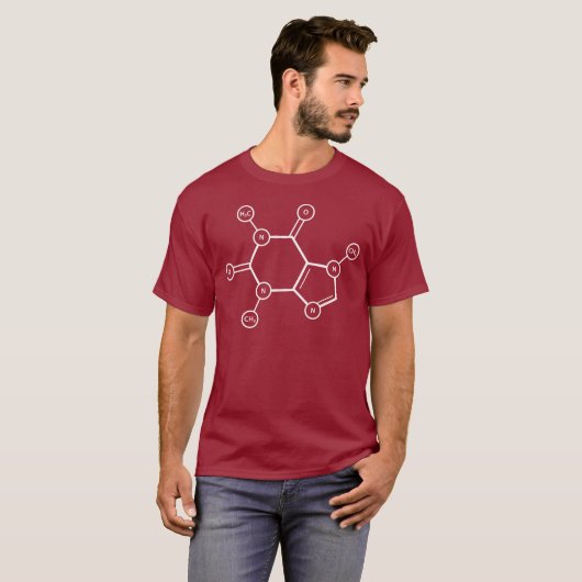 T-shirt Structure moléculaire C8H10N4O2 (Devant entier)
