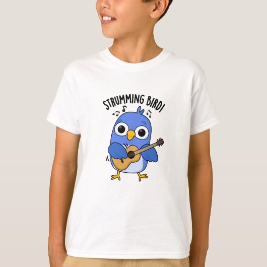 T-shirt Strumming Bird amusant animal jeu (Devant)