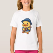 T-shirt Strumming Musician Duckling Blue Hat Kids (Devant)