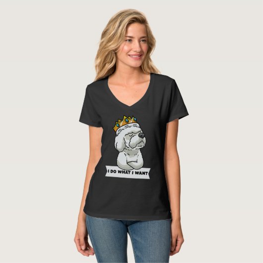 T-shirt Stubborn Bichon Frise Dog With Crown (Devant entier)
