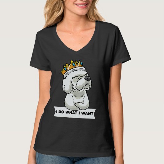 T-shirt Stubborn Bichon Frise Dog With Crown (Devant)