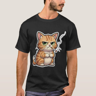 T-shirt Stud Cool Funny Cat Meme Smoking Cat cigarette
