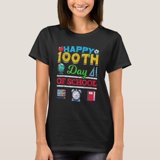 T-shirt Student Boys Kids 100th Day Happy 100 Days Of Scho (Devant)
