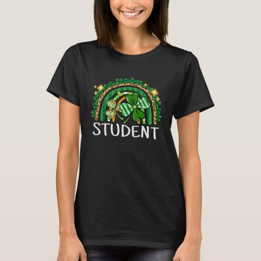 T-shirt Student Rainbow Lucky Women St Patrick's Day Shamr (Devant)