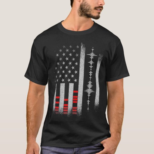 T-shirt Studio Audio Engineer USA Flag Sound Guy Tech (Devant)