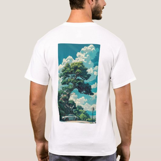 T-shirt Studio Whimsical Ghibli Inspiré Arbre et Bruant (Dos)