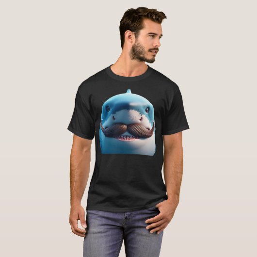 T-shirt Stupid Mustache Shark for Animals and Marine Fish  (Devant entier)
