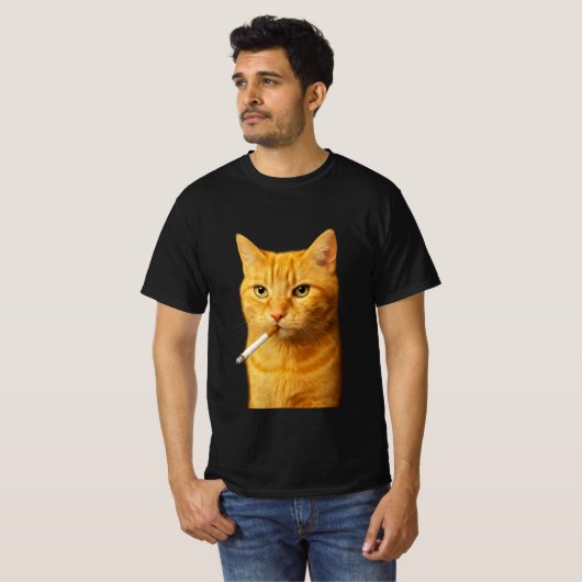 T-shirt Stupide Cool drôle Mème de chat| Fumer le chat ave (Devant entier)