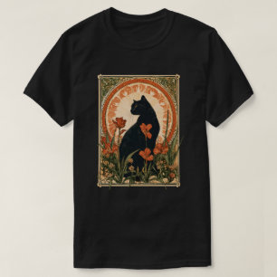 T-shirt Style Alphonse Mucha Chat Noir Art Nouveau
