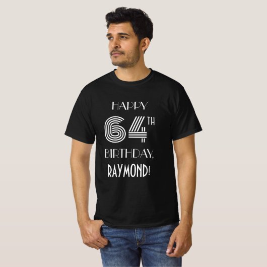 T-shirt Style Art Déco Inspiré 64ème Anniversaire (Devant entier)