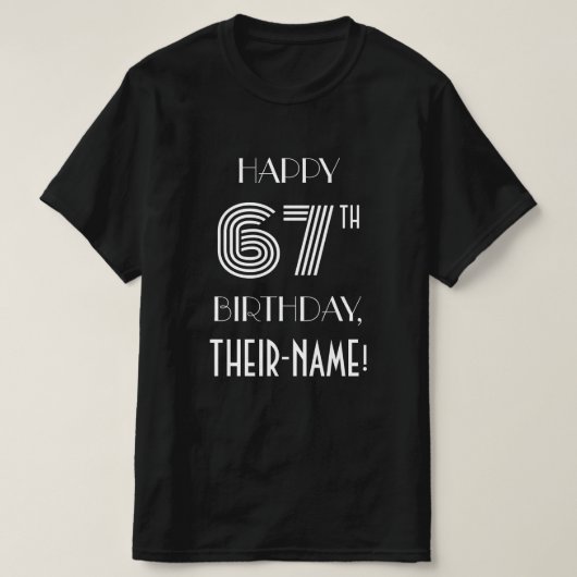 T-shirt Style Art Déco Inspiré 67ème Anniversaire (Design devant)
