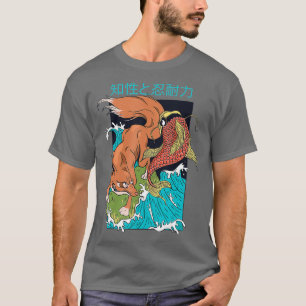 T-shirt Style art japonais - renard et koi poisson